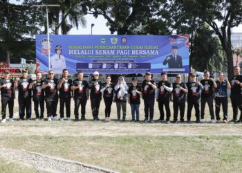 Melalui Senam Pagi, Wali Kota Pematangsiantar Ajak Masyarakat Tidak Menjual dan Membeli Rokol Ilegal
