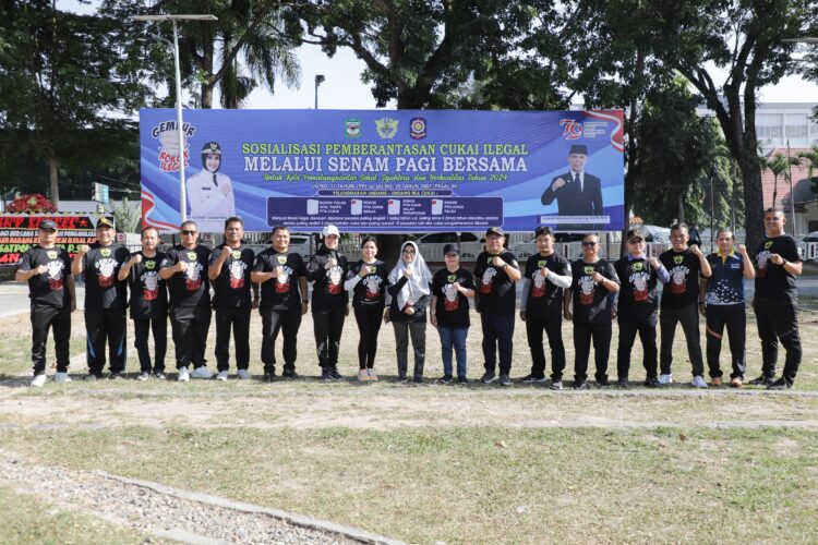 Melalui Senam Pagi, Wali Kota Pematangsiantar Ajak Masyarakat Tidak Menjual dan Membeli Rokol Ilegal