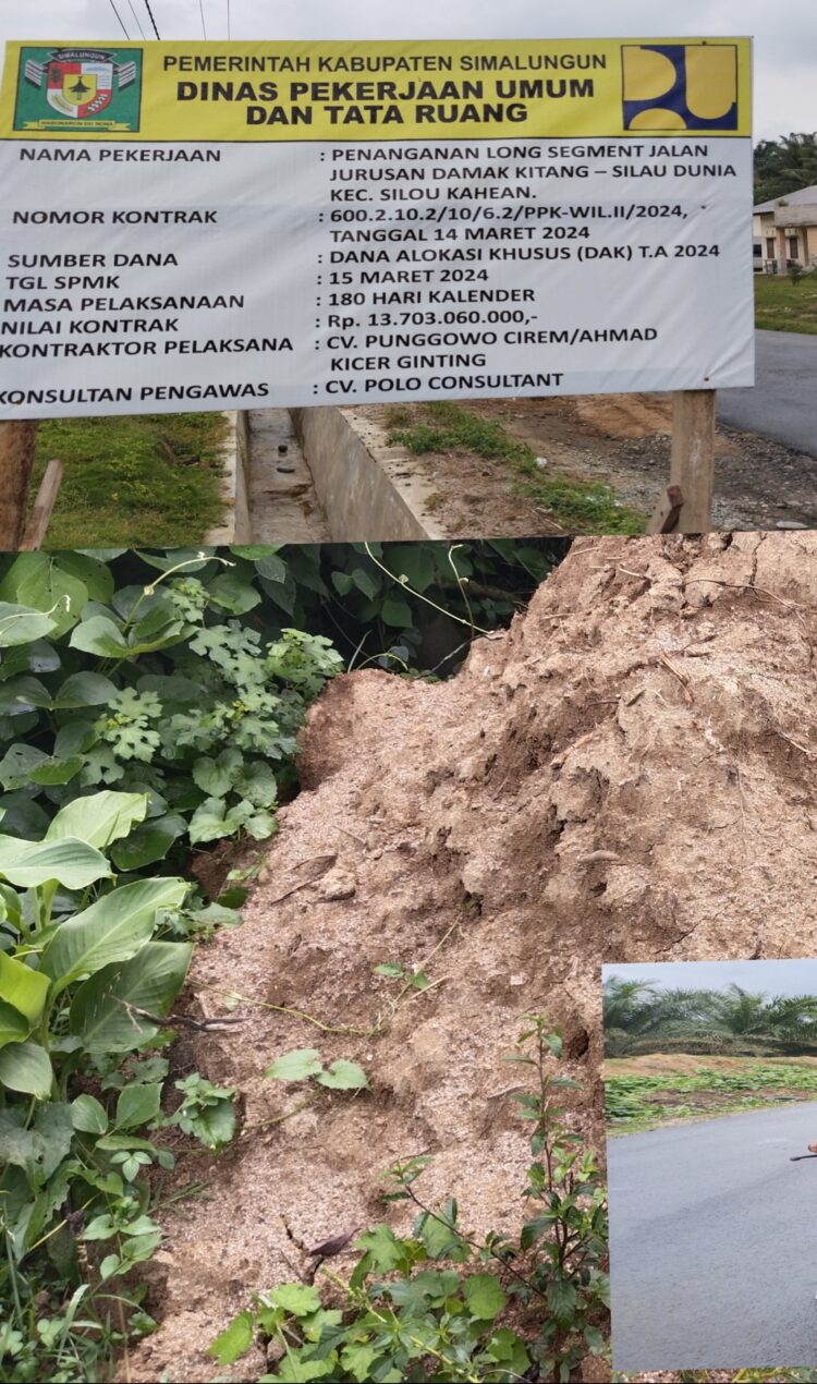 Pengerjaan CV.PUNGGOWO CIREM/ AHMAD KICER GINTING di Silou Kahean Diduga Asal Jadi