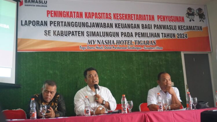 Tingkatkan Kapasitas Laporan Pertanggungjawaban Keuangan Panwascam, Bawaslu Simalungun Rakor