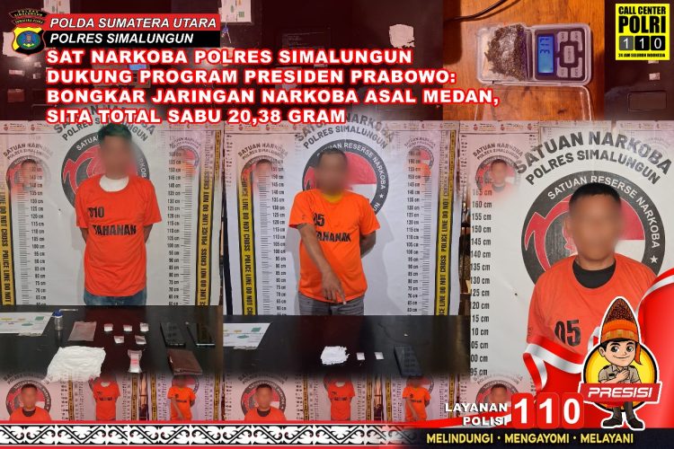 Polres Simalungun Bongkar Jaringan Narkoba Asal Medan, Sita 20 Gram Sabu dan 3 Gram Ganja