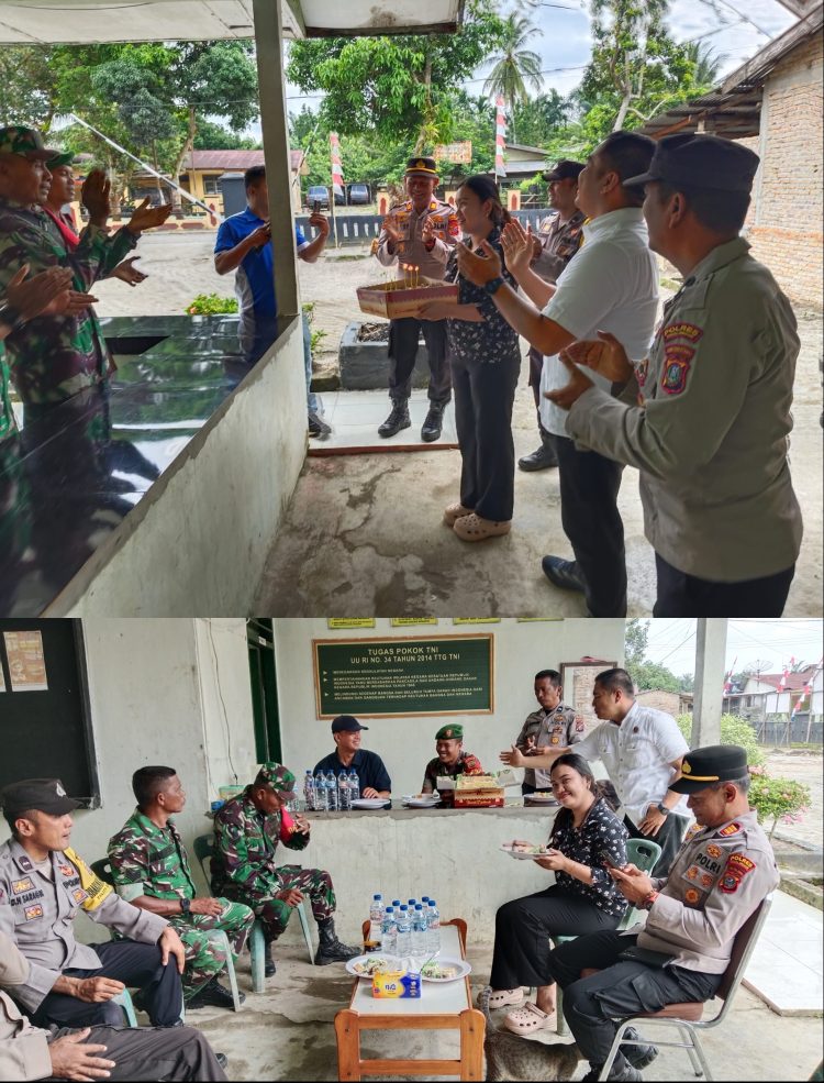 Polsek Silou Kahean Sampaikan Ucapan HUT ke-81 TNI ke Koramil 19/Silou Kahean